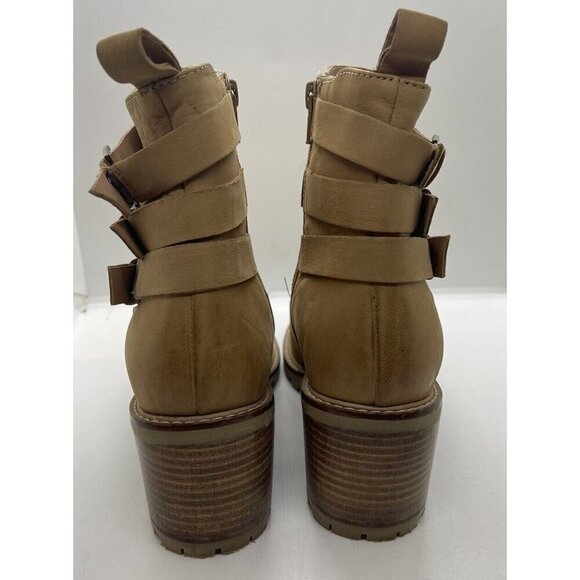 Seychelles Women's Give It a Whirl Ankle Boot Leather 7.5 Tan Nubuck Block Heel - Picture 4 of 11